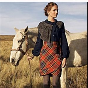 Plenty Tracy Reese Anthropologie orange plaid easy keeper skirt 8